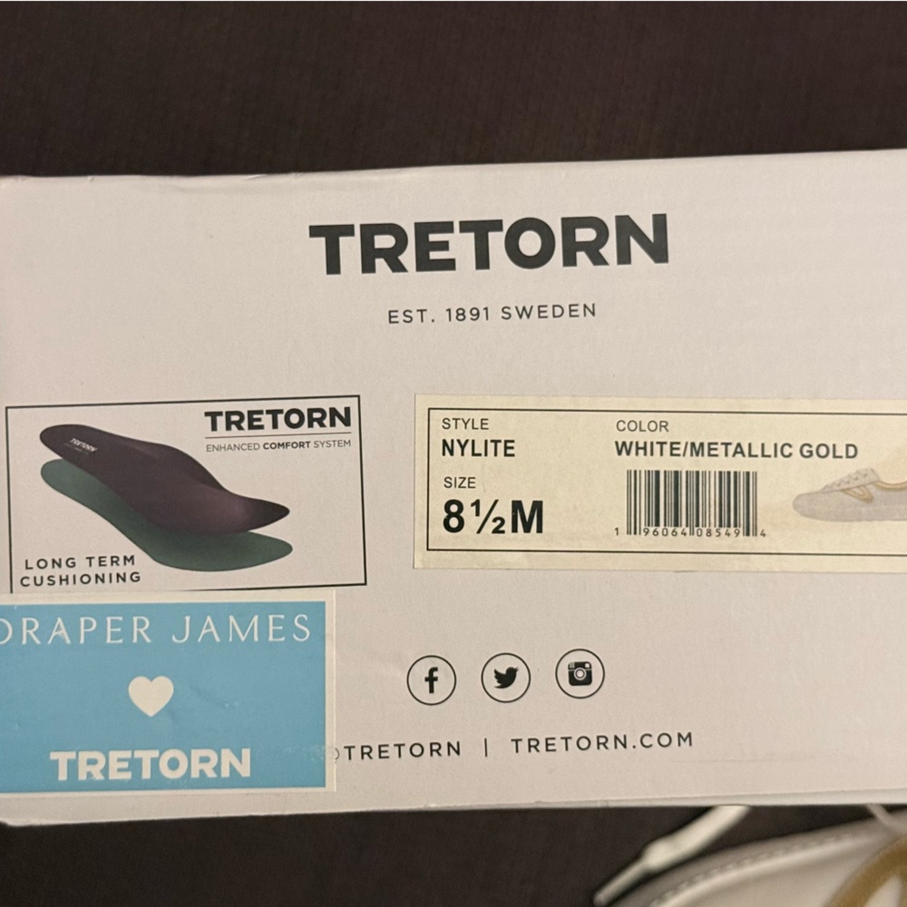 Tretorn White Metallic Gold Sneakers - Picture 4 of 4